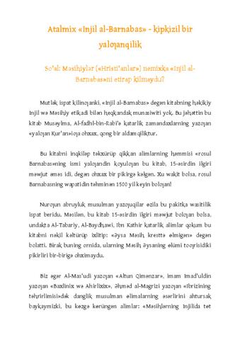Atalmish «Injil al-Barnabas»